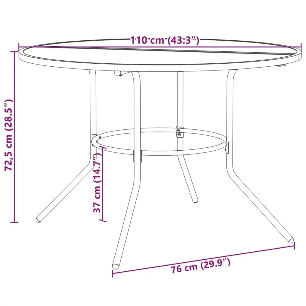 Patio Table Round Anthracite Ø110x72.5 cm Powder-coated Steel 4009264