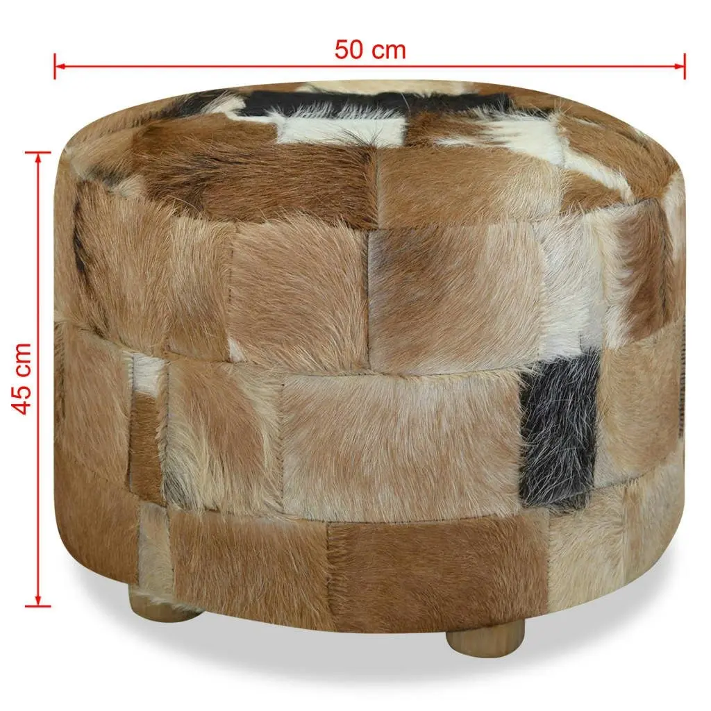 Pouffe Genuine Leather Round 50x50x45 cm 244548