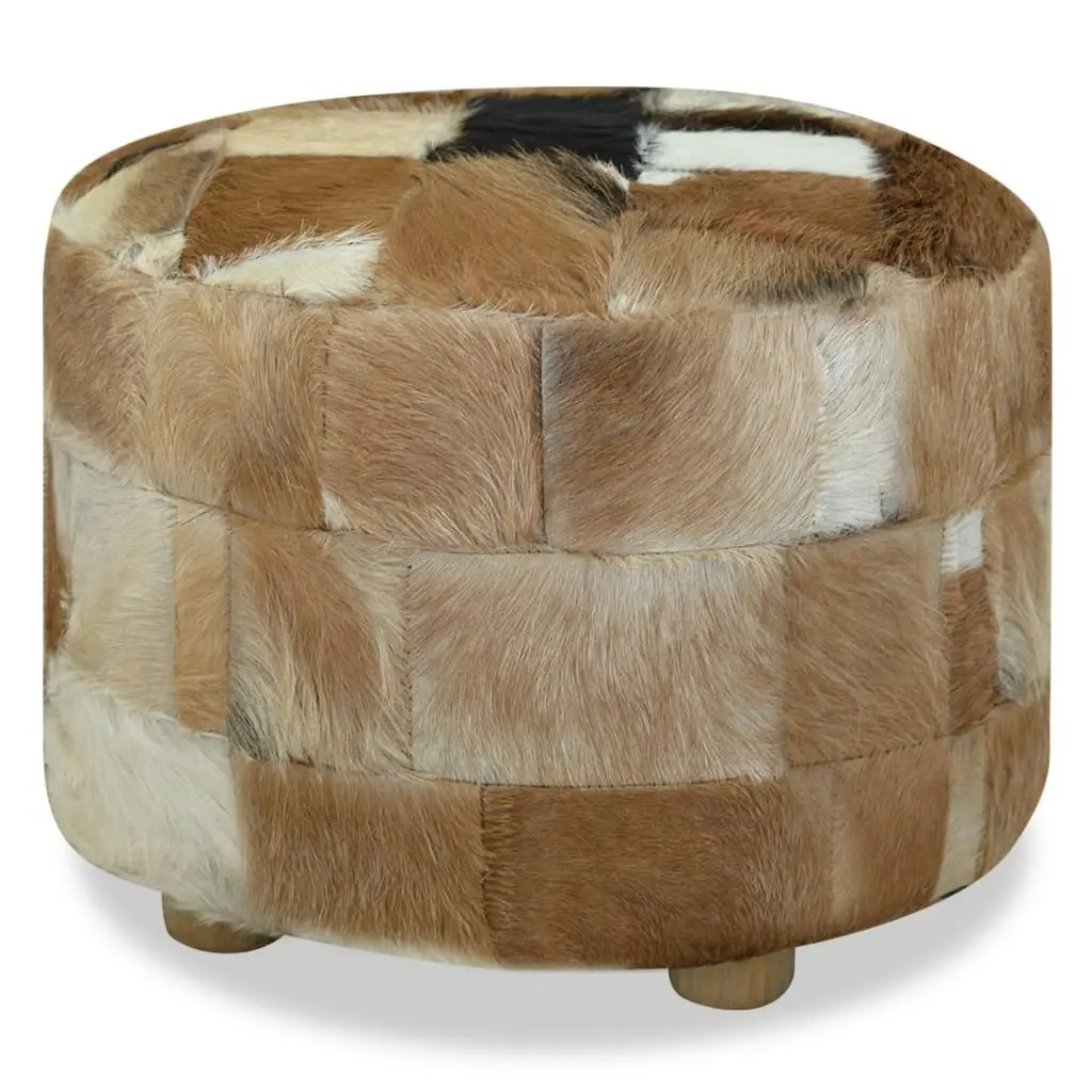 Pouffe Genuine Leather Round 50x50x45 cm 244548