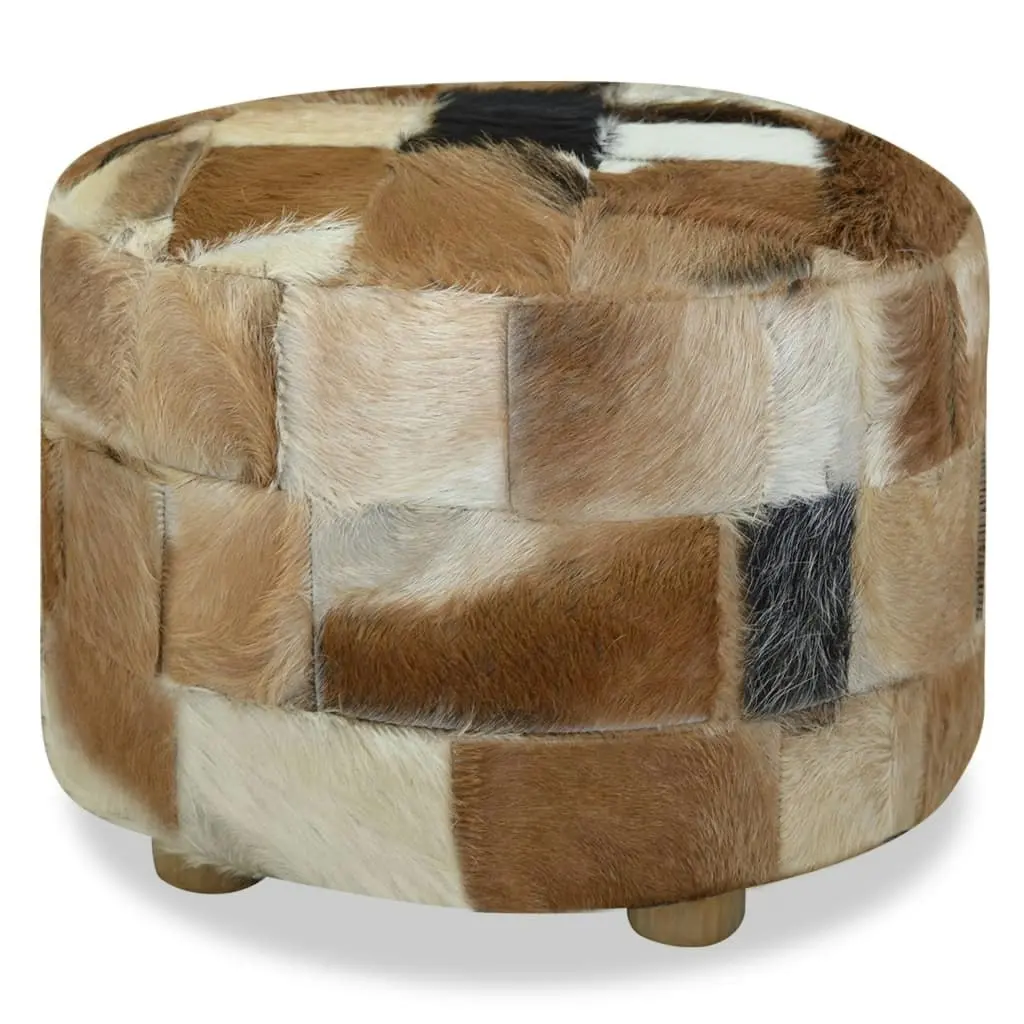 Pouffe Genuine Leather Round 50x50x45 cm 244548