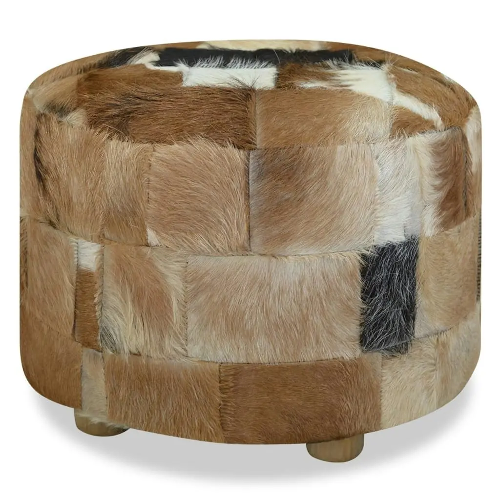 Pouffe Genuine Leather Round 50x50x45 cm 244548