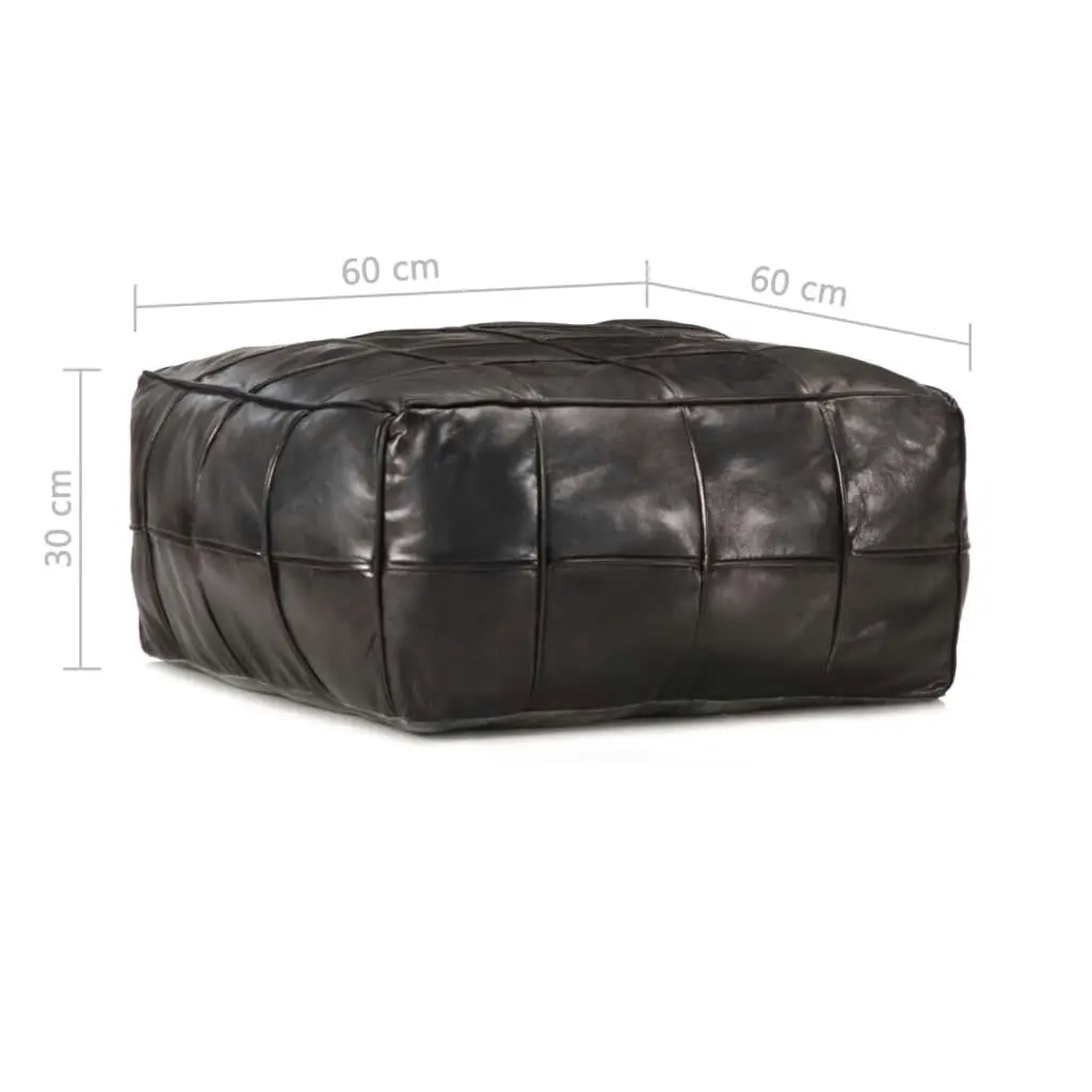 Pouffe Black 60x60x30 cm Genuine Goat Leather 248134