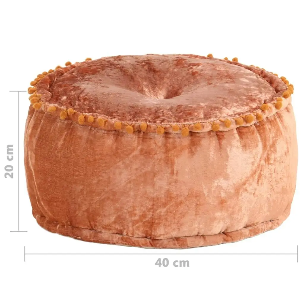 Round Pouffe Velvet 40x20 cm Rust 287569