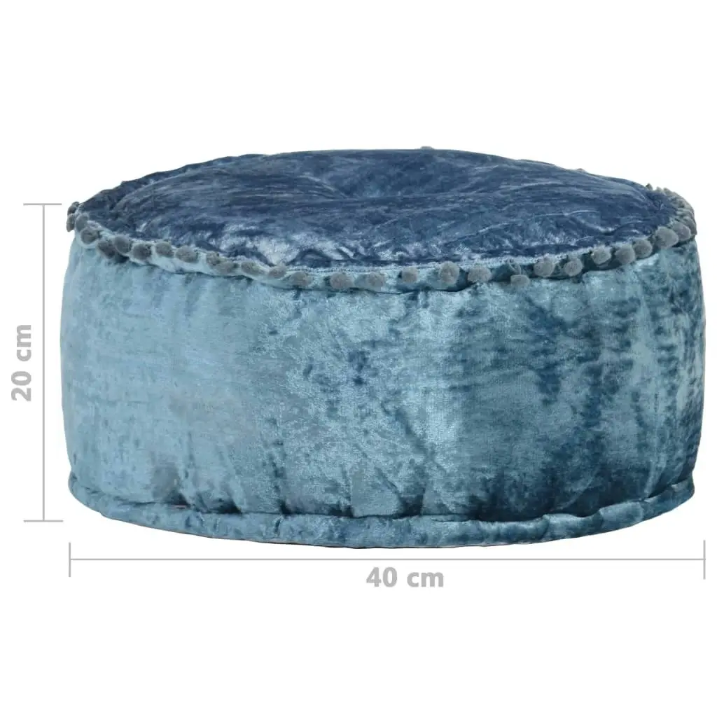 Round Pouffe Velvet 40x20 cm Blue 287566