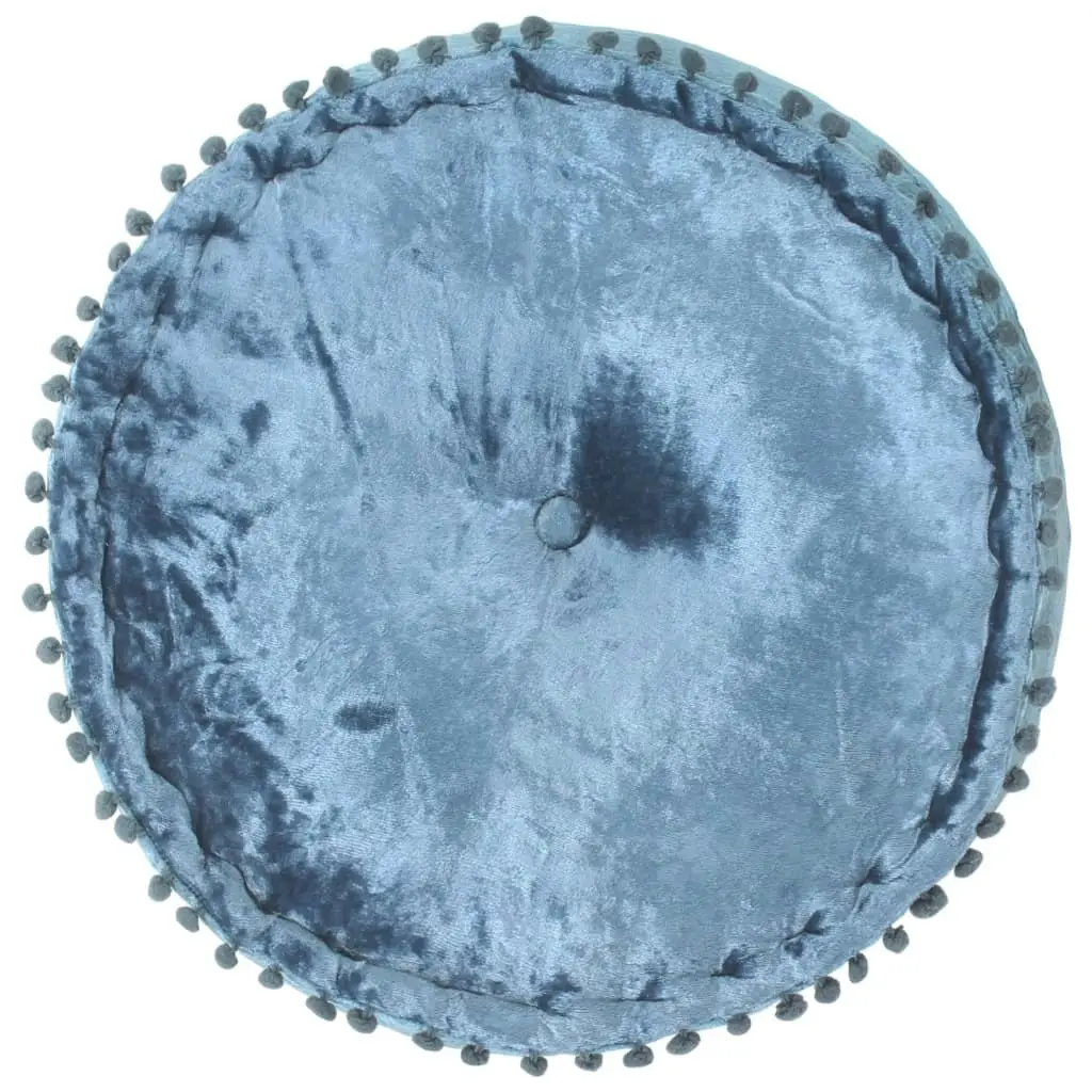 Round Pouffe Velvet 40x20 cm Blue 287566