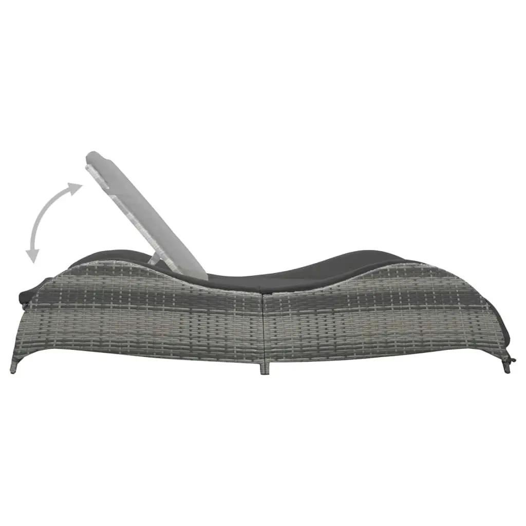 Sun Lounger with Cushion Poly Rattan Anthracite 49494