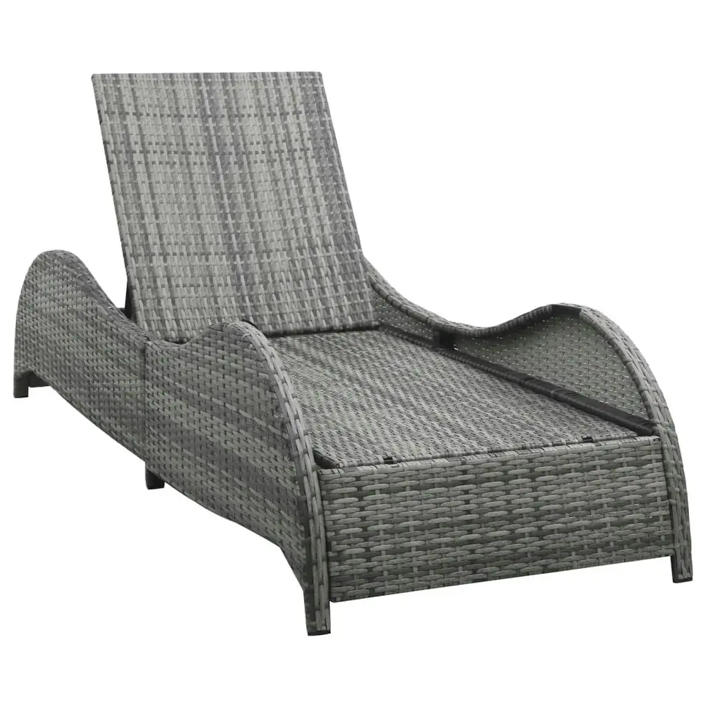 Sun Lounger with Cushion Poly Rattan Anthracite 49494