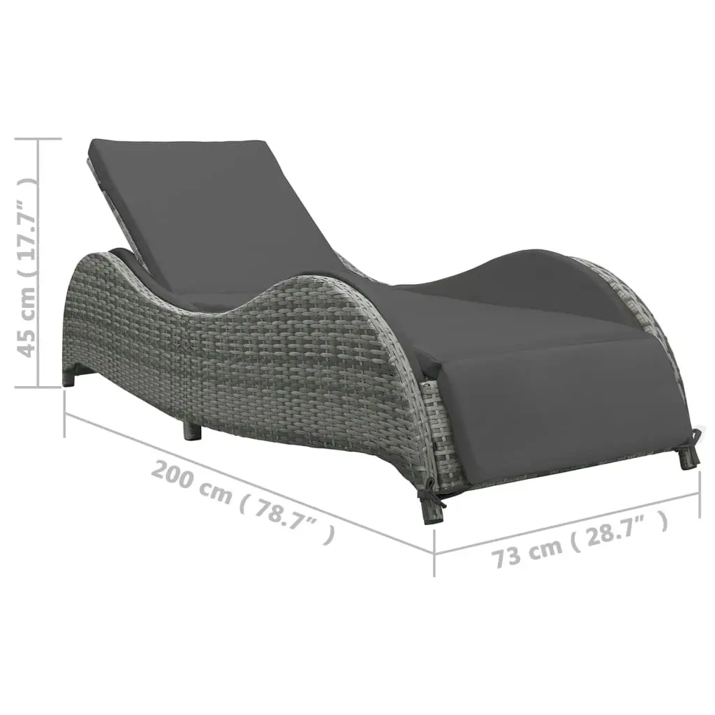 Sun Lounger with Cushion Poly Rattan Anthracite 49494