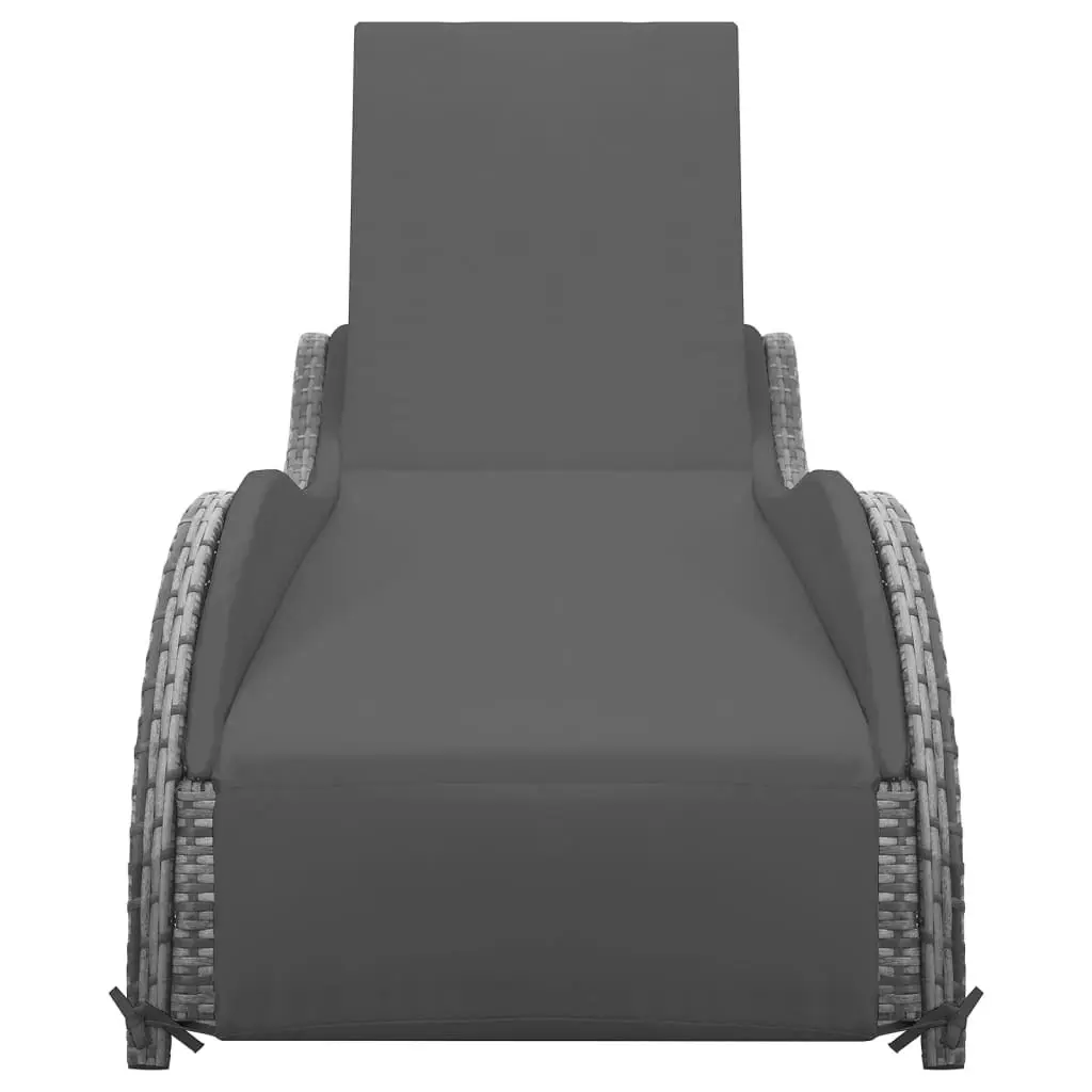 Sun Lounger with Cushion Poly Rattan Anthracite 49494