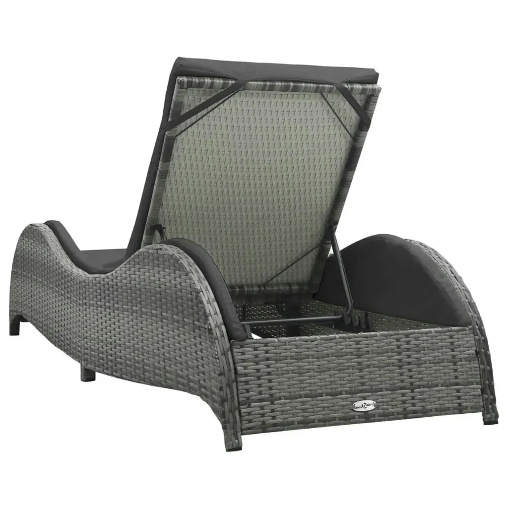 Sun Lounger with Cushion Poly Rattan Anthracite 49494