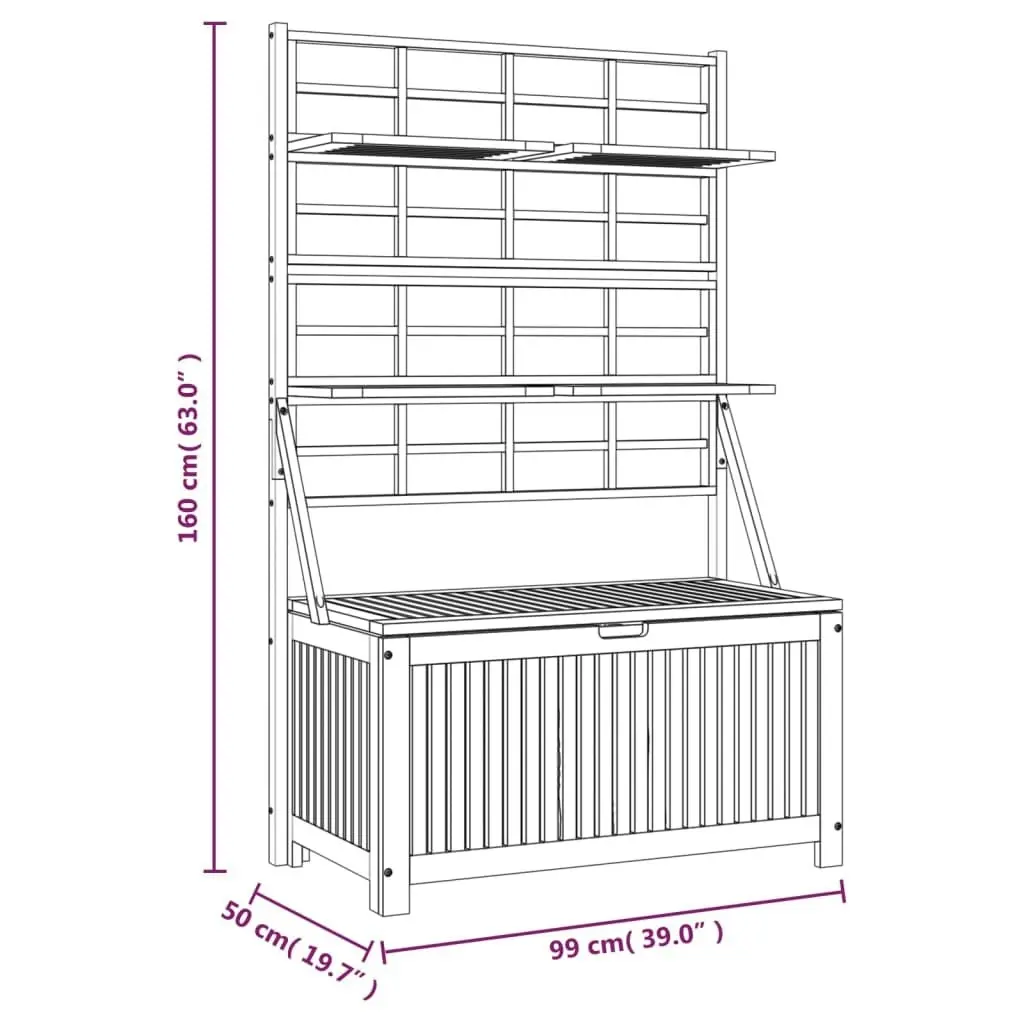 Storage Box with Trellis 99x50x160 cm Solid Wood Acacia 318760