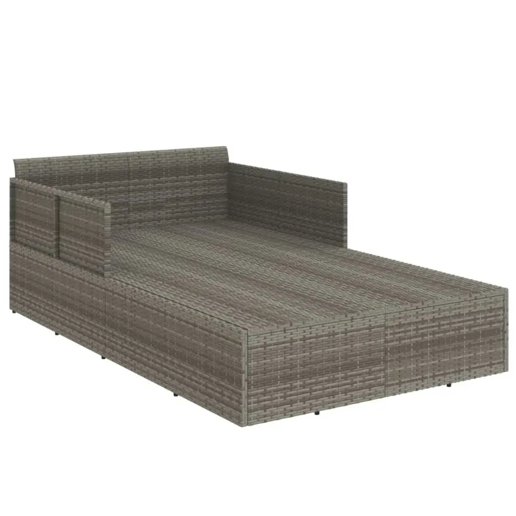 Sunbed with Cushions Grey 182x118x63 cm Poly Rattan 362268