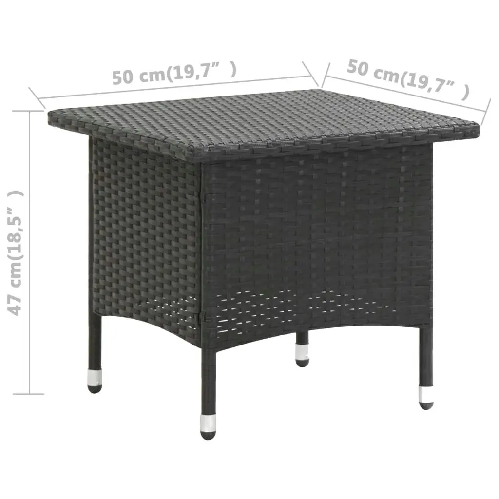 Tea Table Black 50x50x47 cm Poly Rattan 46250