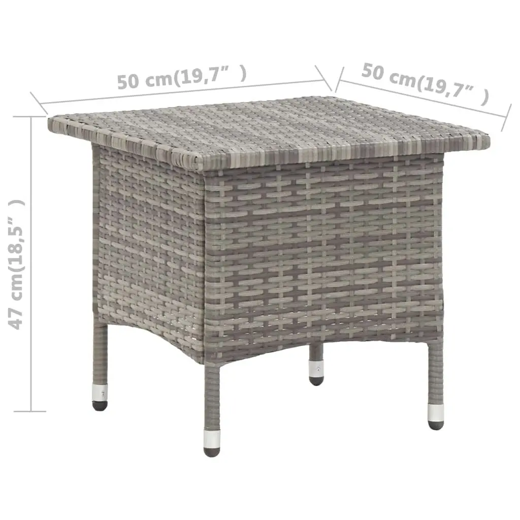 Tea Table Grey 50x50x47 cm Poly Rattan 46252