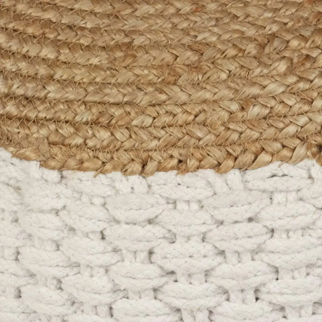 Woven/Knitted Pouffe Jute Cotton 50x35 cm White 245095