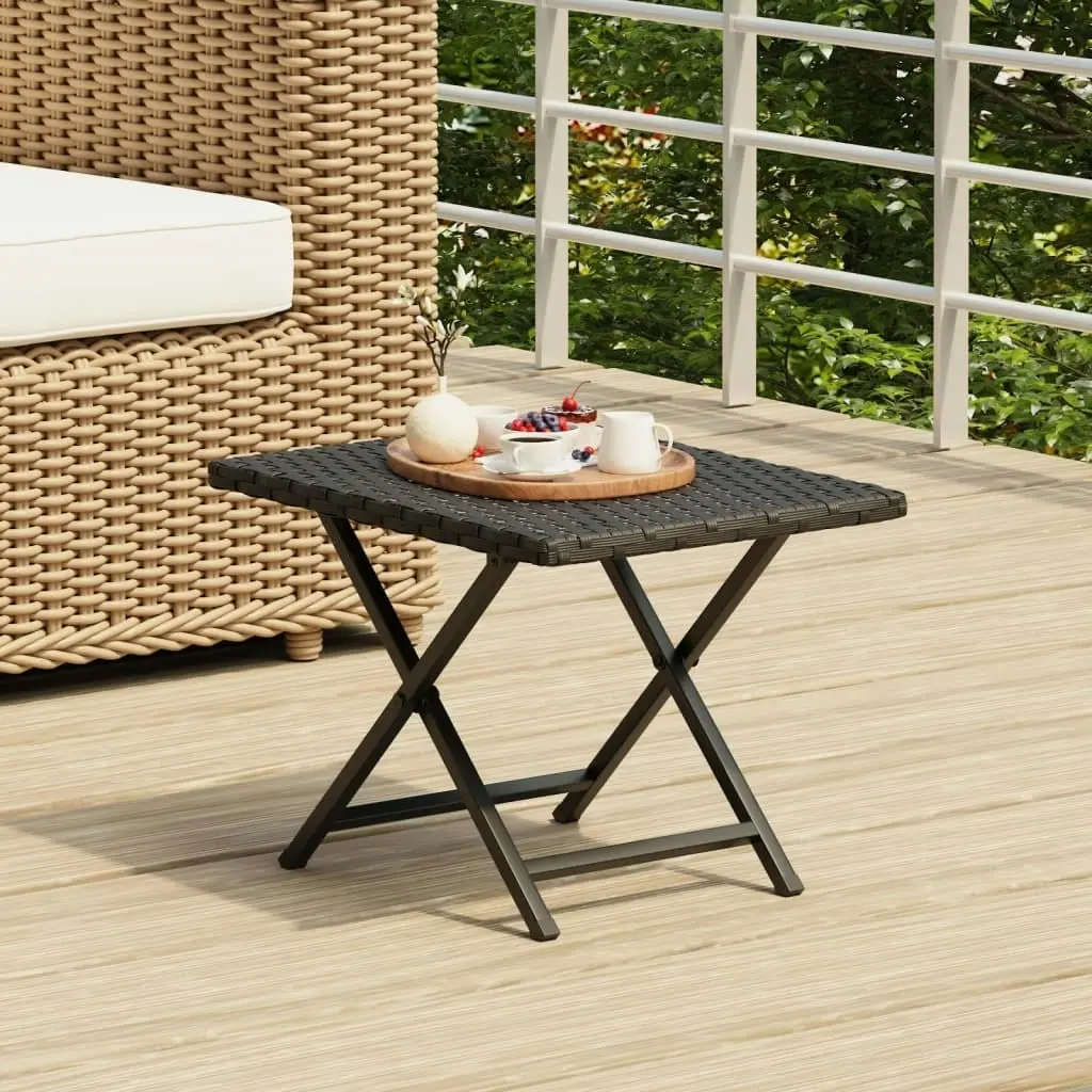 Folding Table Black 45x35x32 cm Poly Rattan 362251