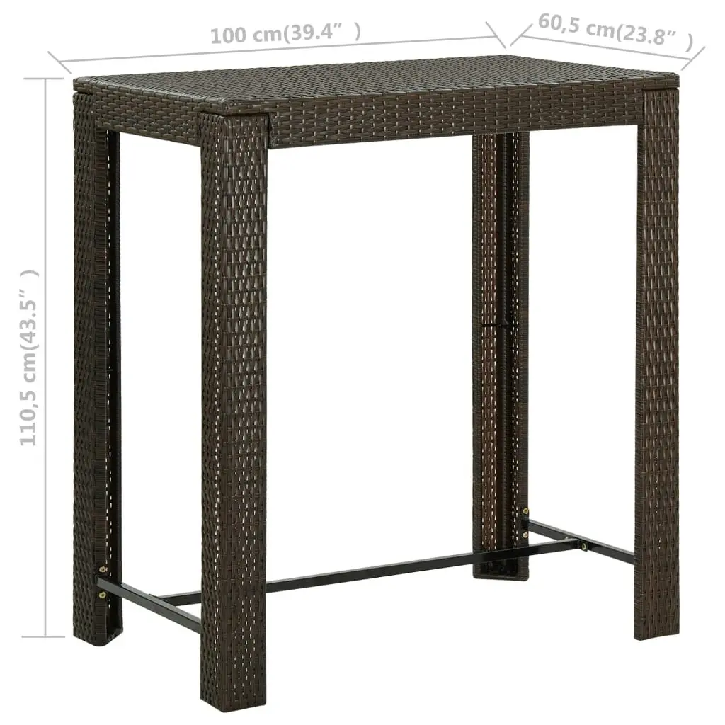 Garden Bar Table Brown 100x60.5x110.5 cm Poly Rattan 45873