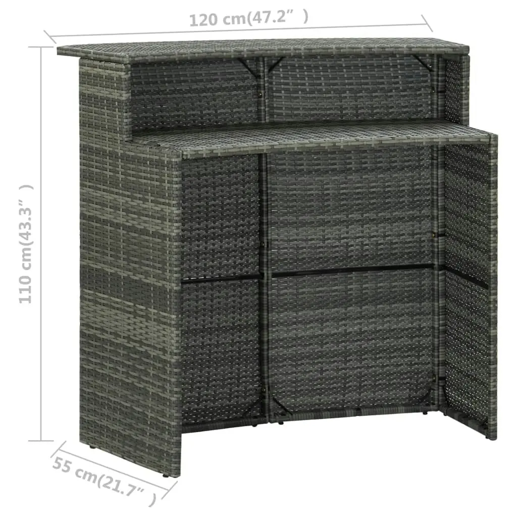 Garden Bar Table Grey 120x55x110 cm Poly Rattan 313469