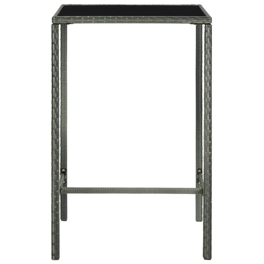 Garden Bar Table Grey 70x70x110 cm Poly Rattan and Glass 313459