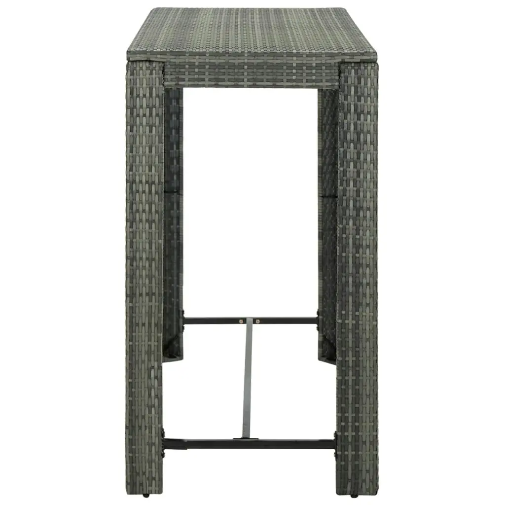 Garden Bar Table Grey 140.5x60.5x110.5 cm Poly Rattan 45878