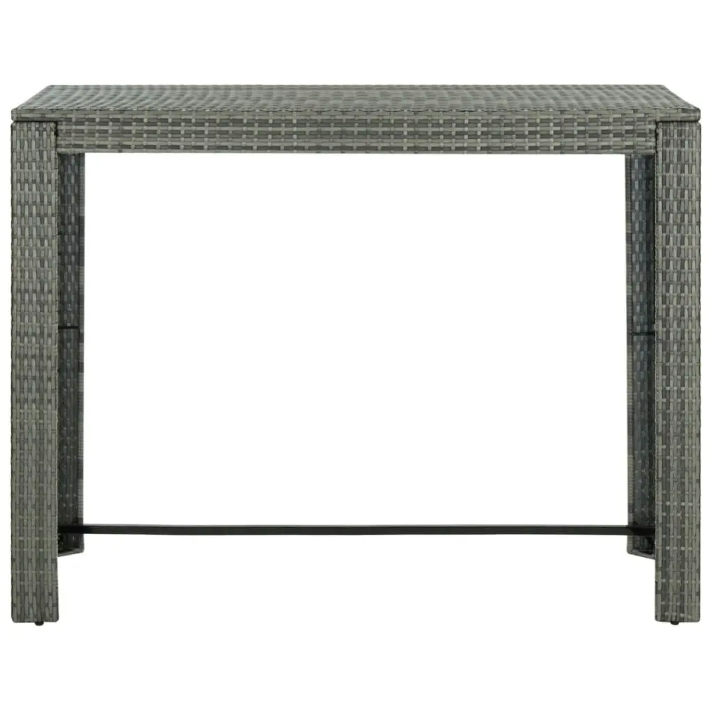 Garden Bar Table Grey 140.5x60.5x110.5 cm Poly Rattan 45878