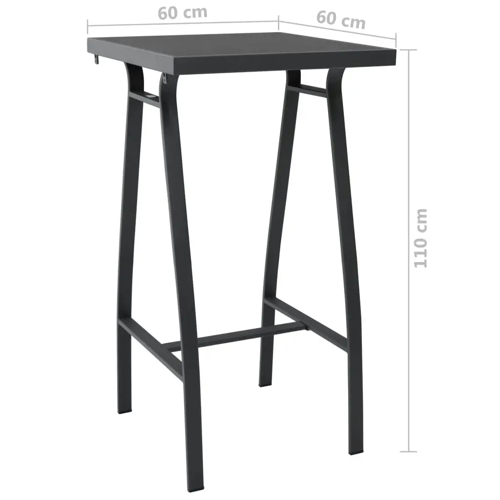 Garden Bar Table Black 60x60x110 cm Tempered Glass 48120