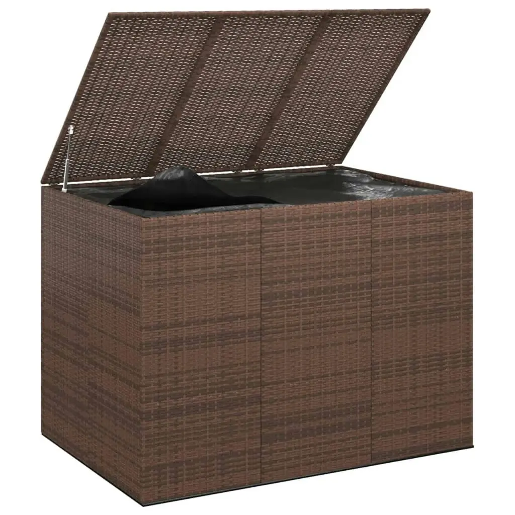 Garden Cushion Box PE Rattan 145x100x103 cm Brown 317230