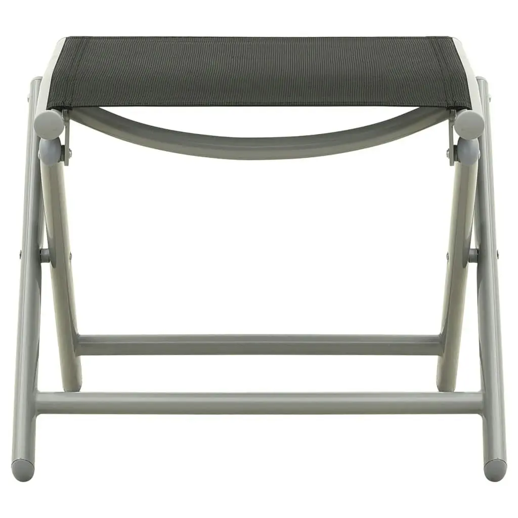 Folding Footrest Black and Silver Textilene and Aluminium 312193