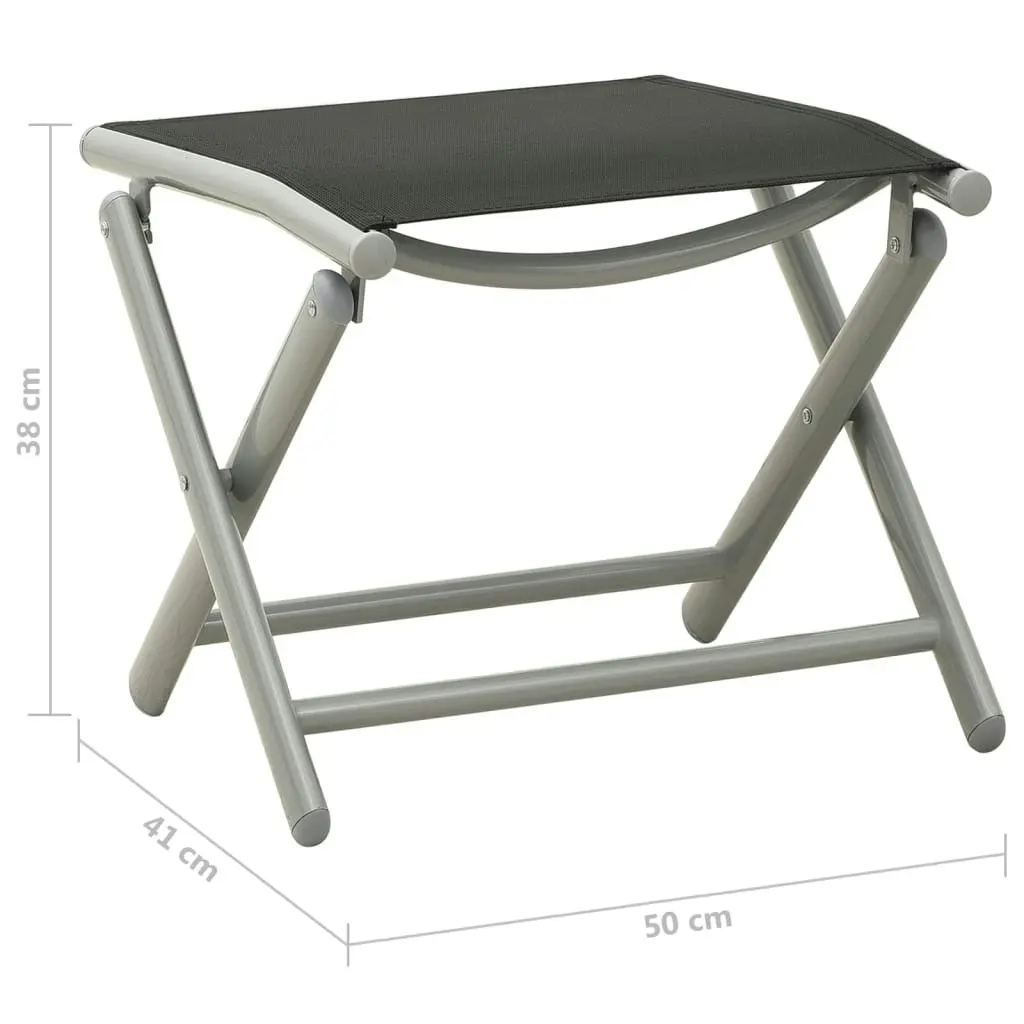 Folding Footrest Black and Silver Textilene and Aluminium 312193