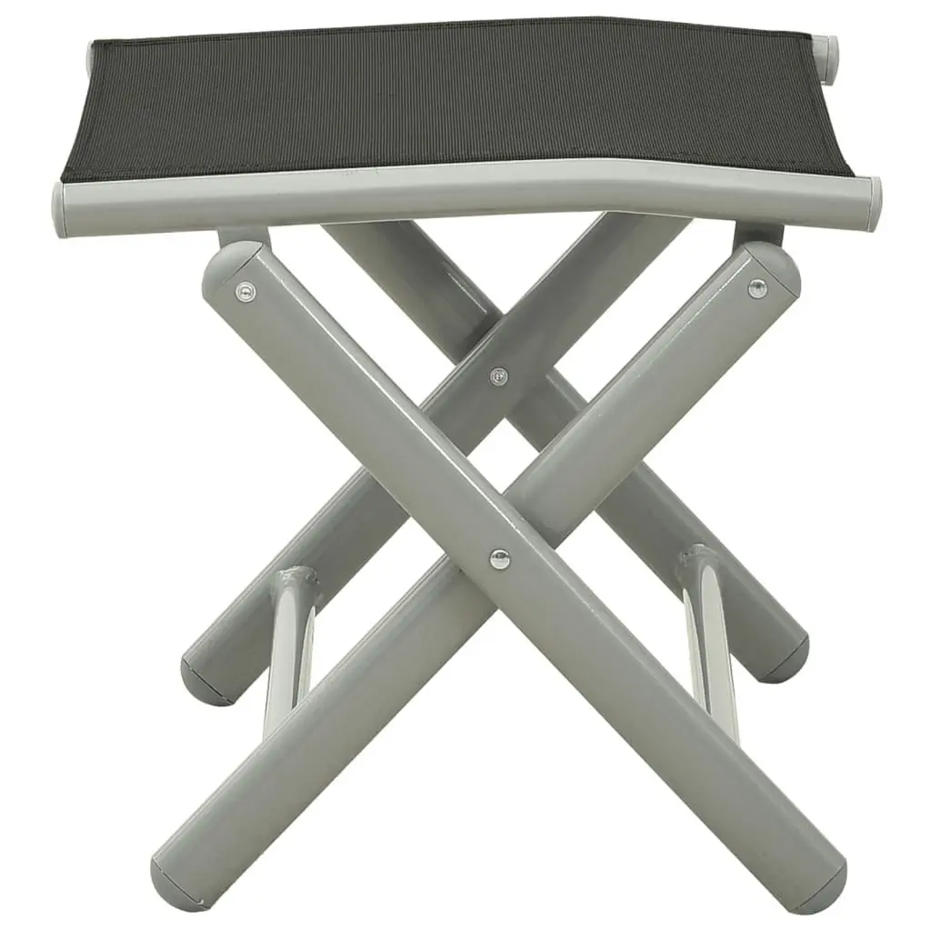 Folding Footrest Black and Silver Textilene and Aluminium 312193