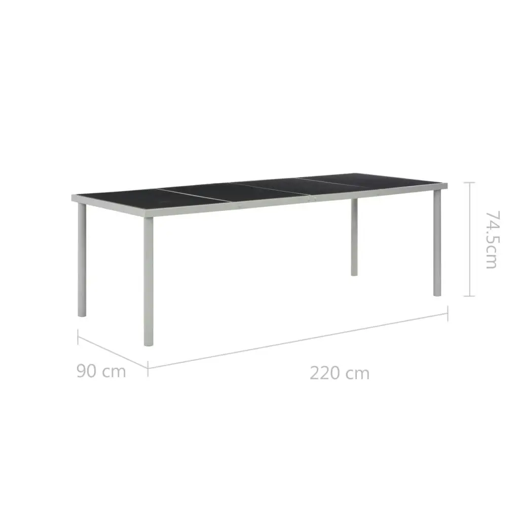 Garden Table Black 220x90x74.5 cm Steel 44705