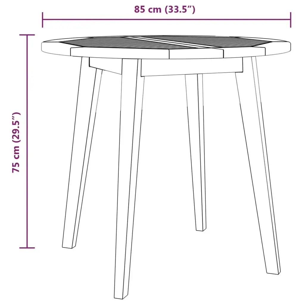 Garden Table Ã˜85x75 cm Solid Wood Acacia 310299