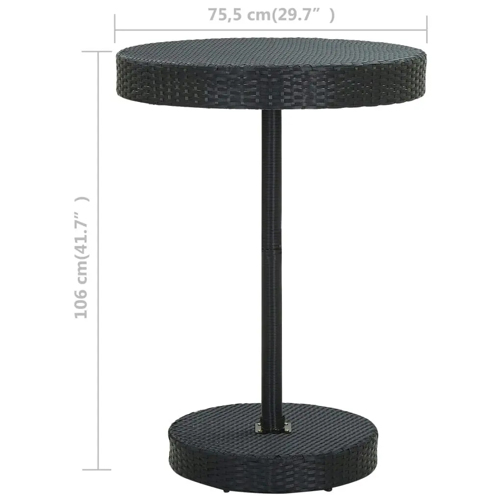 Garden Table Black 75.5x106 cm Poly Rattan 45859