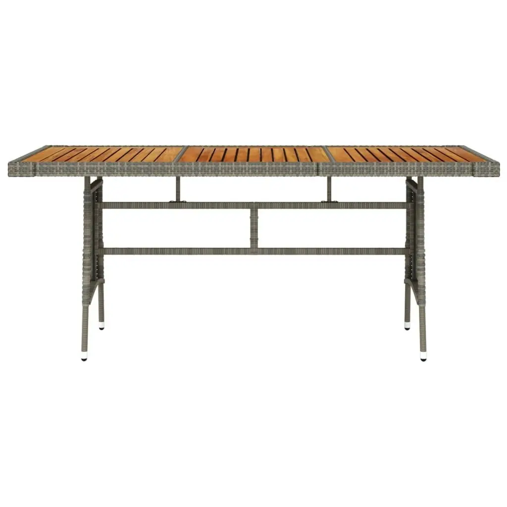 Garden Table Grey 160x70x72 cm Poly Rattan & Solid Acacia Wood 318697