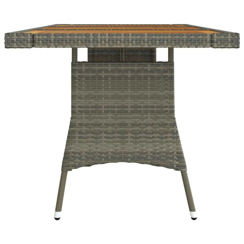 Garden Table Grey 160x70x72 cm Poly Rattan & Solid Acacia Wood 318697