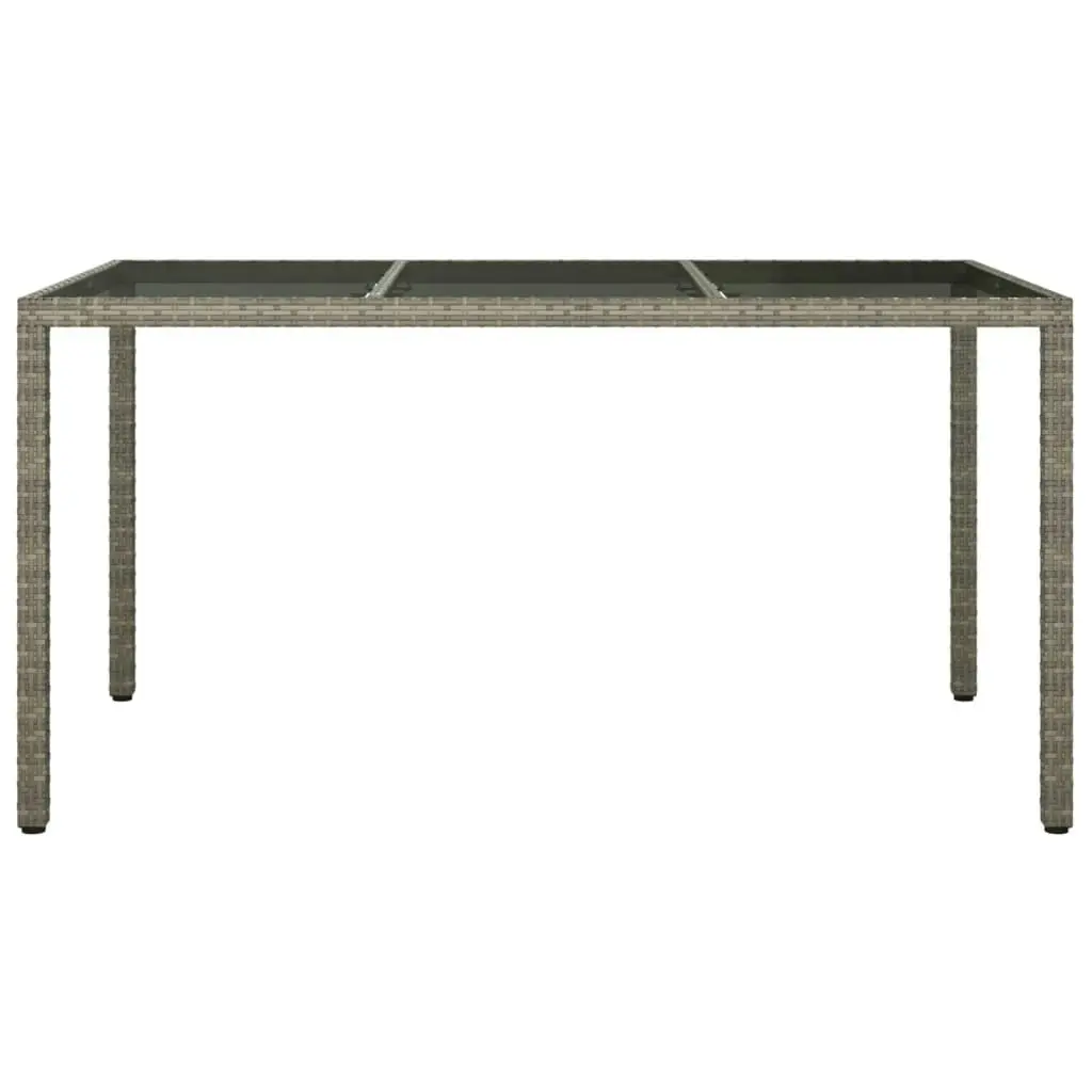 Garden Table 150x90x75 cm Tempered Glass and Poly Rattan Grey 316708