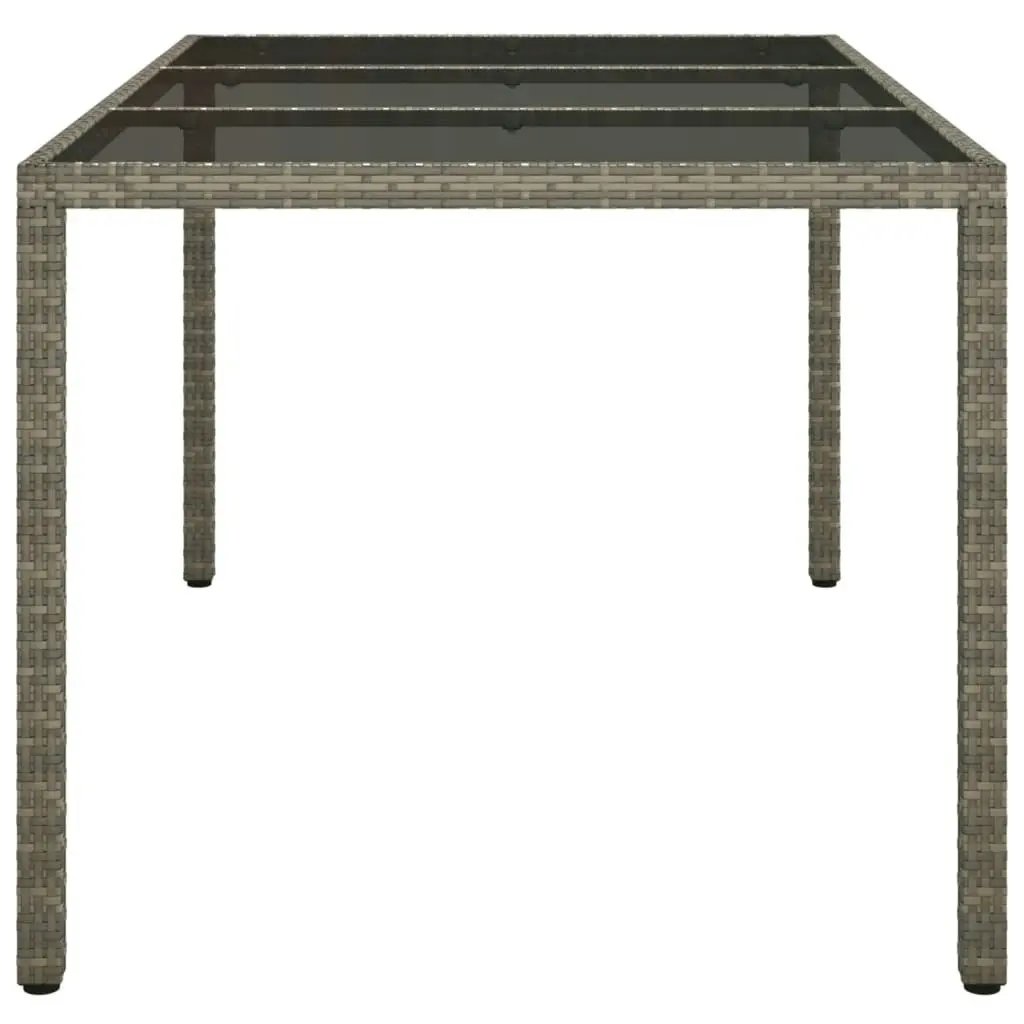 Garden Table 150x90x75 cm Tempered Glass and Poly Rattan Grey 316708