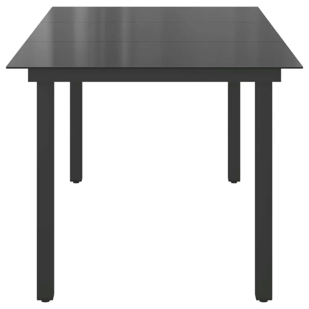 Garden Table Black 190x90x74 cm Aluminium and Glass 42789