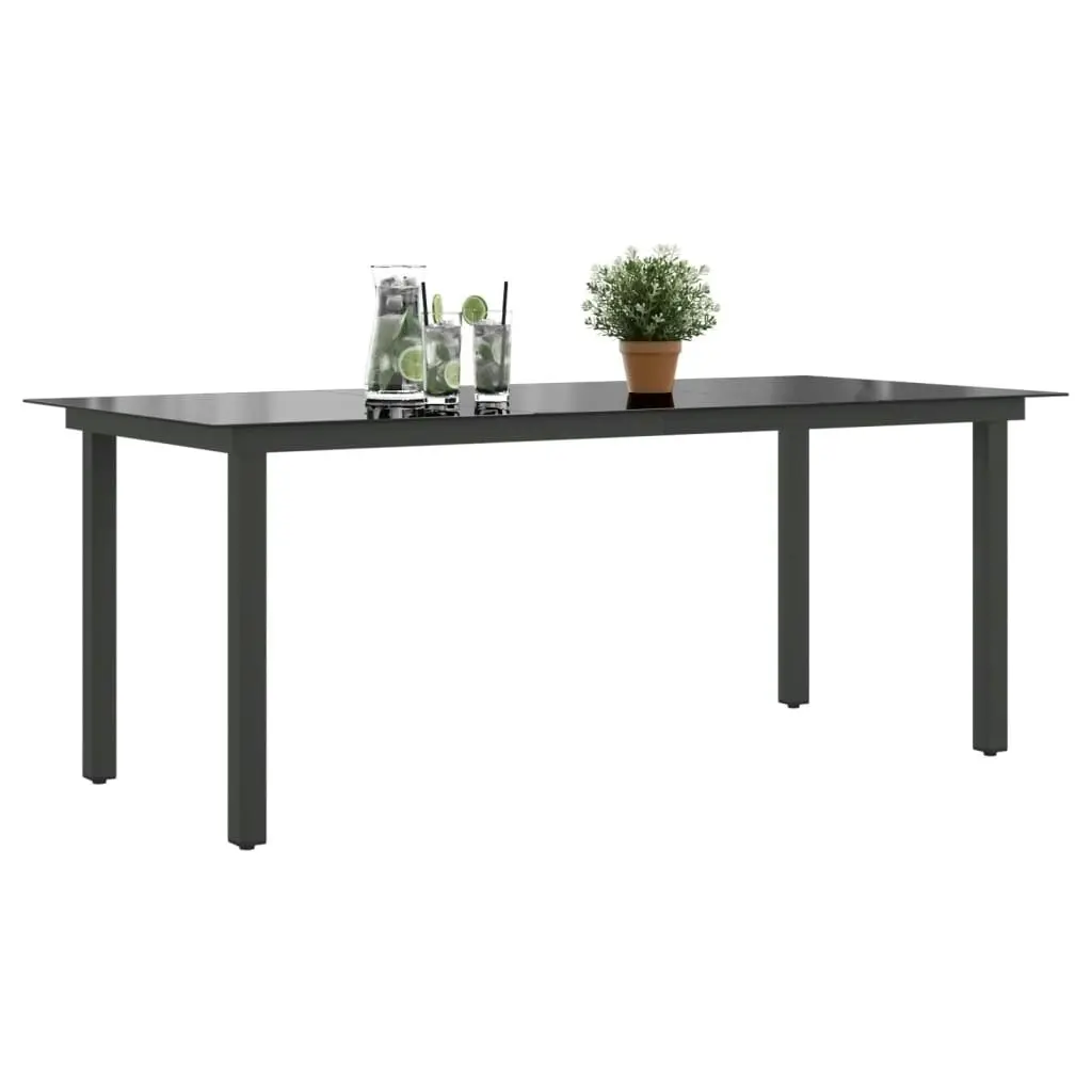 Garden Table Black 190x90x74 cm Aluminium and Glass 42789