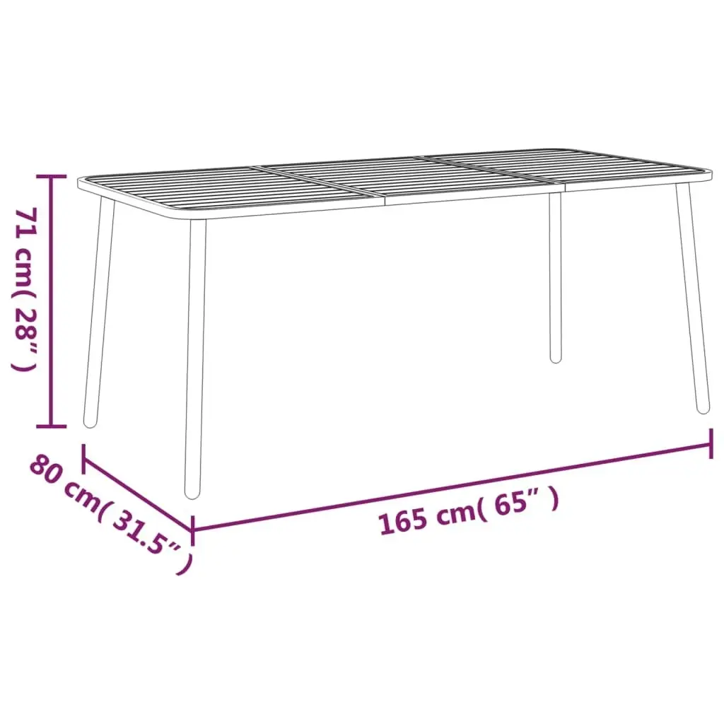 Garden Table Anthracite 165x80x71 cm Steel 362740