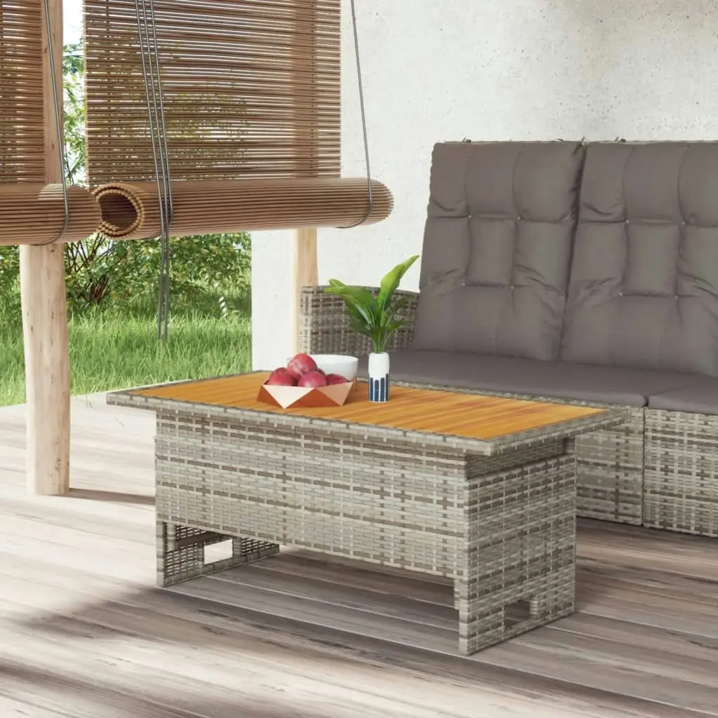 Garden Table Grey 100x50x43/63 cm Solid Wood Acacia&Poly Rattan 362188