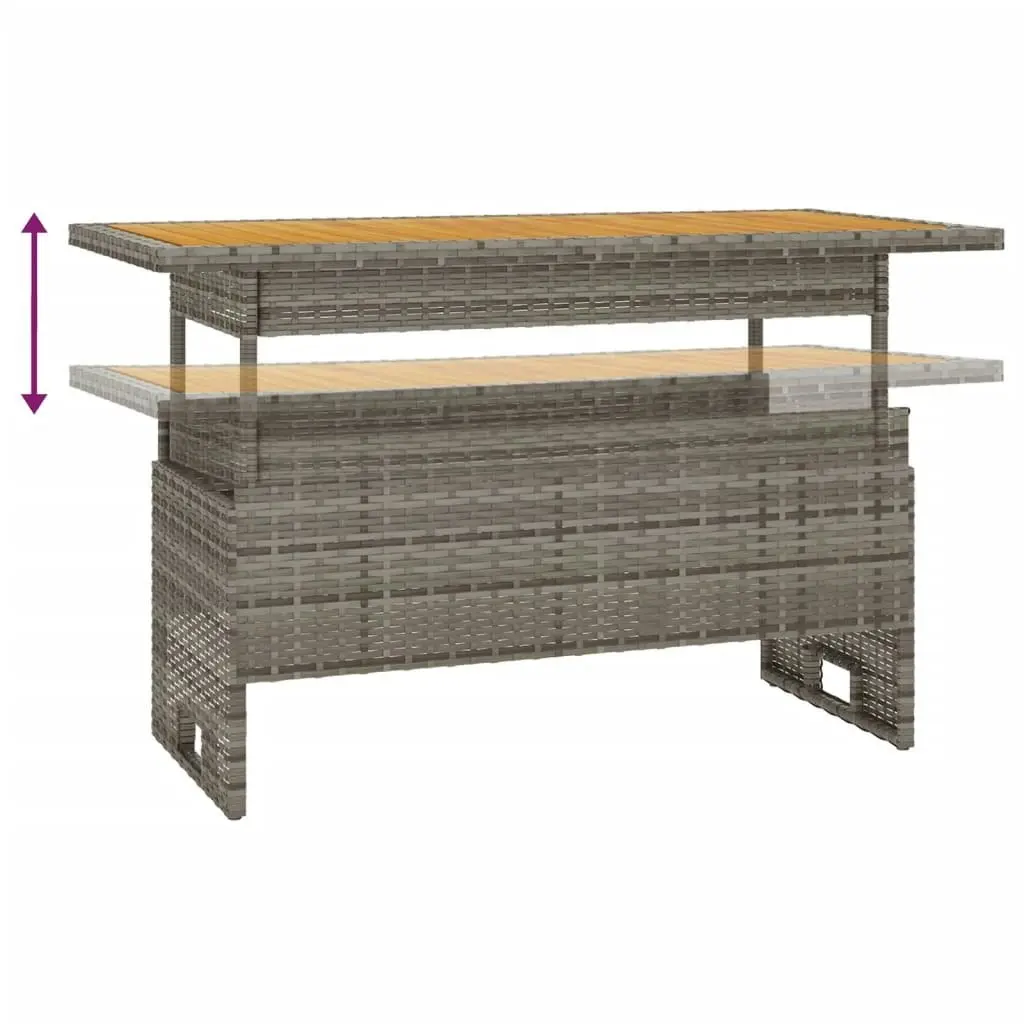 Garden Table Grey 100x50x43/63 cm Solid Wood Acacia&Poly Rattan 362188