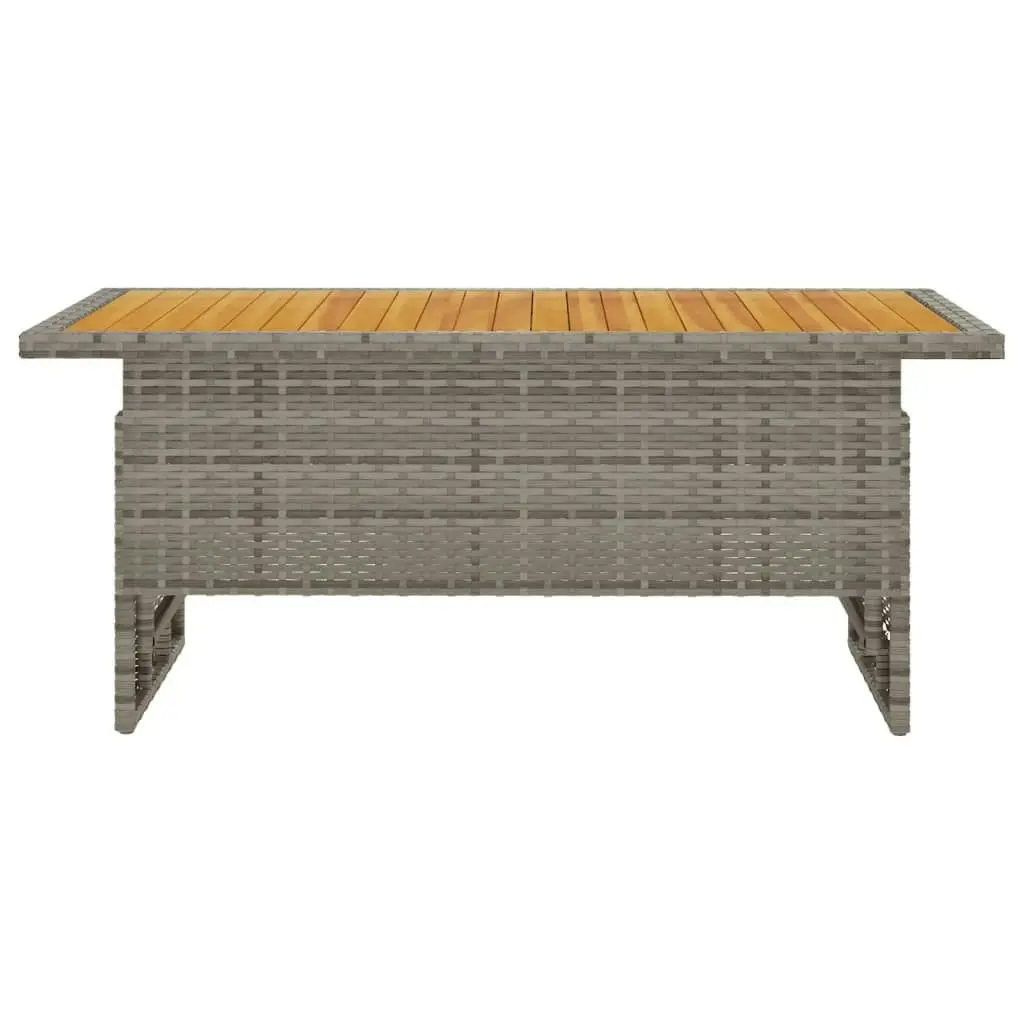 Garden Table Grey 100x50x43/63 cm Solid Wood Acacia&Poly Rattan 362188