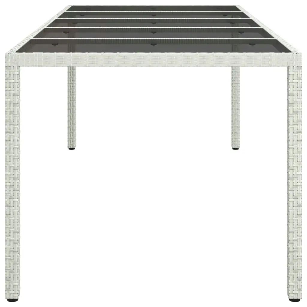 Garden Table White 250x100x75 cm Poly Rattan and Tempered Glass 362556