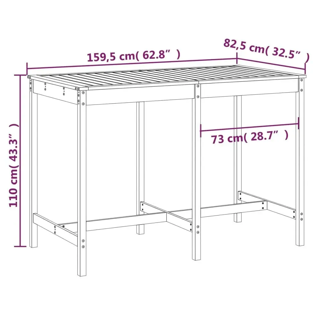 Garden Table White 159.5x82.5x110 cm Solid Wood Pine 824096