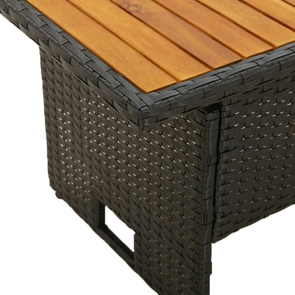 Garden Table Black 100x50x43/63 cm Solid Wood Acacia&Poly Rattan 362187