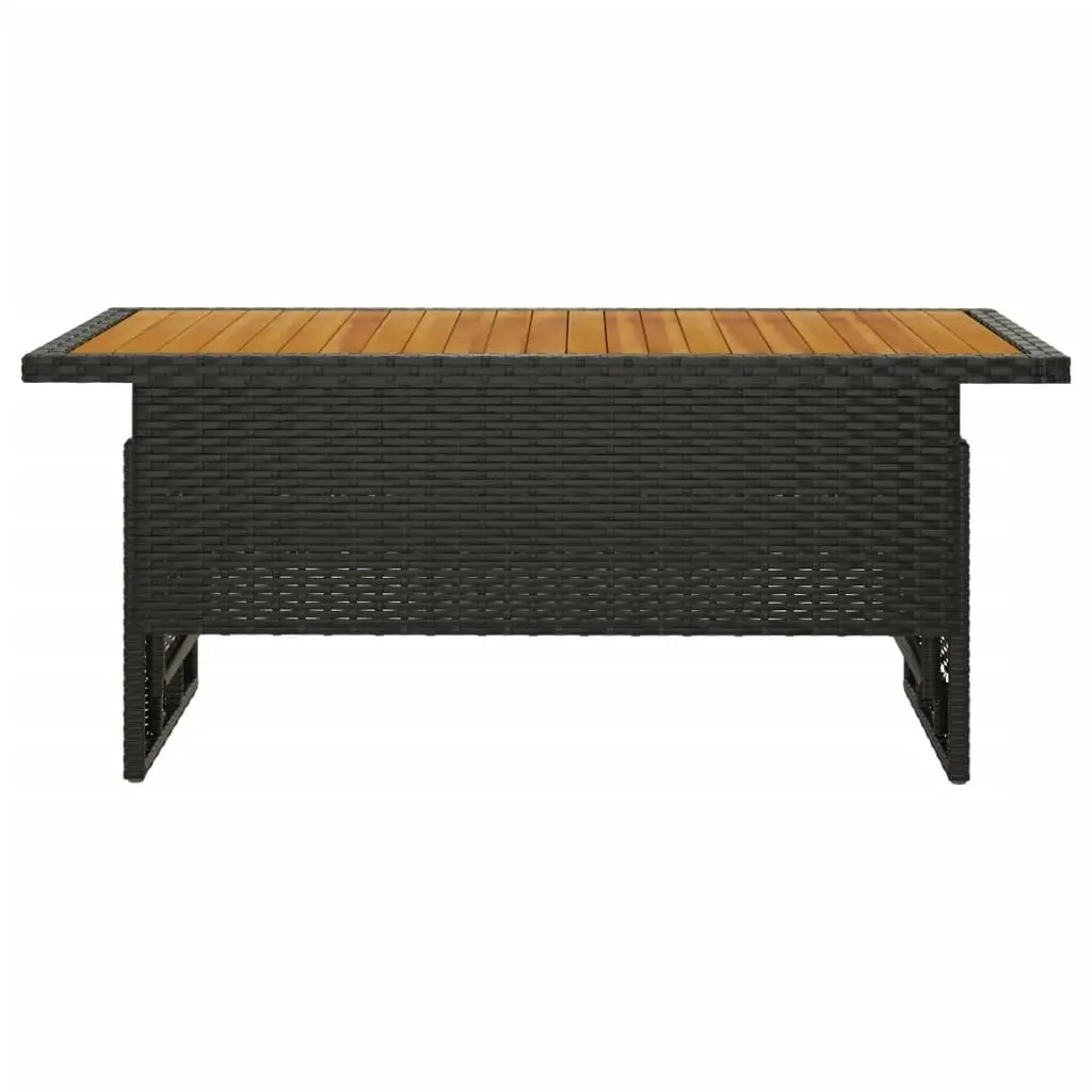 Garden Table Black 100x50x43/63 cm Solid Wood Acacia&Poly Rattan 362187