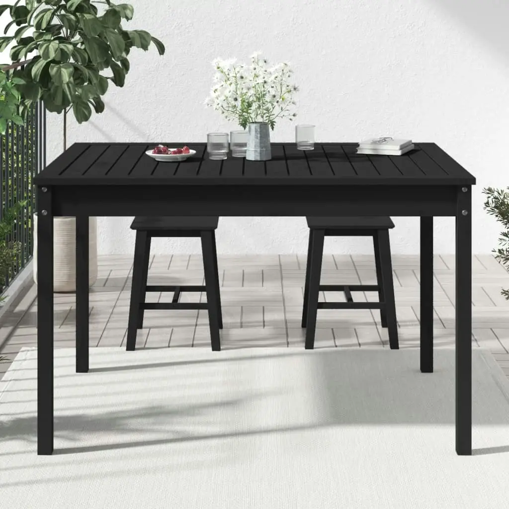 Garden Table Black 121x82.5x76 cm Solid Wood Pine 823973