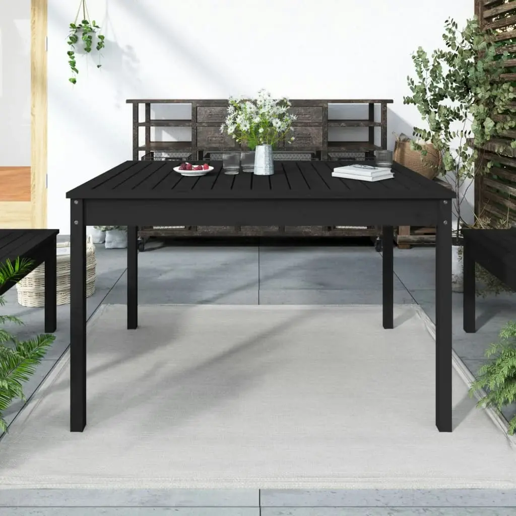 Garden Table Black 121x82.5x76 cm Solid Wood Pine 823973