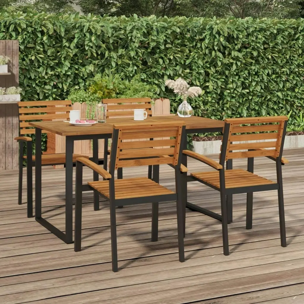 Garden Table with U-shaped Legs 140x80x75 cm Solid Wood Acacia 319511